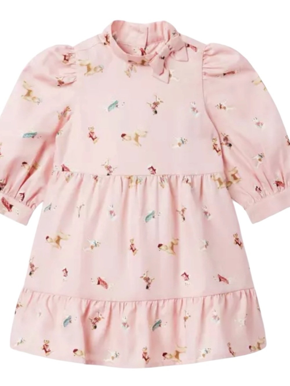 Janie and Jack Pink The Best Friends Dress Dog Animal Print Sz 12-18 months